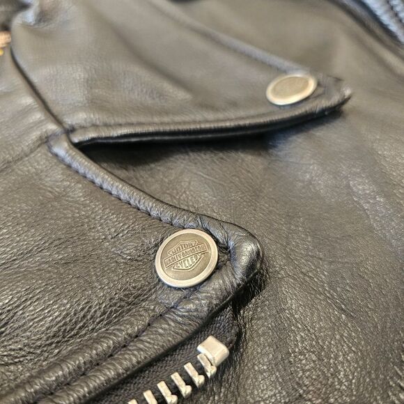 Harley-Davidson Black Leather Jacket with Silver Details - Picture 6 of 9